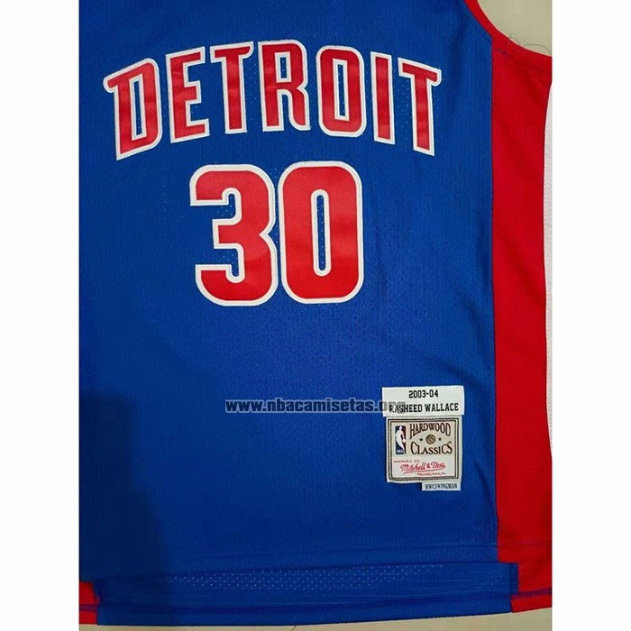 Camiseta Detroit Pistons Rasheed Wallace NO 30 Mitchell & Ness 2003-04 Azul